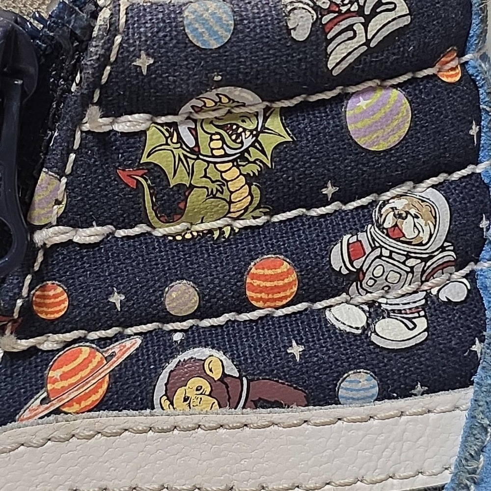 Vans SK8-Hi Astronaut Shoes Kid Boys Size 13 Blue Zip Up Hi-Top Sneakers - Picture 2 of 8
